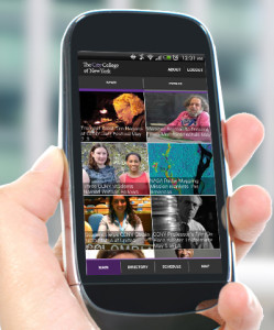 An app screen showing current College news, with headlines and thumbnails.